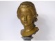 Gilt bronze bust sculpture young girl Gromella marble Art Nouveau XIXth