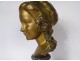 Gilt bronze bust sculpture young girl Gromella marble Art Nouveau XIXth