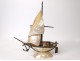 Large mother-of-pearl brass boat sailboat Popular Art XIXth century