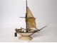 Large mother-of-pearl brass boat sailboat Popular Art XIXth century