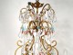 Chandelier 6 lights gilded bronze crystal color tassels pearls XIXth century