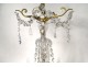 Chandelier 5 lights gilt bronze Greek friezes cut crystal pendants XIXth