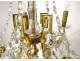 Chandelier 5 lights gilt bronze Greek friezes cut crystal pendants XIXth