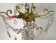 Chandelier 5 lights gilt bronze Greek friezes cut crystal pendants XIXth