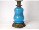 Baccarat blue opaline oil lamp gilt bronze Napoleon III XIXth