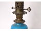 Baccarat blue opaline oil lamp gilt bronze Napoleon III XIXth