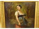 HSP painting Léonard Saurfelt portrait young woman wood bundle forest XIX