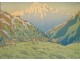 Large color lithograph Henri Rivière landscape mountain herd XIXth