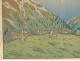 Large color lithograph Henri Rivière landscape mountain herd XIXth