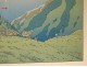 Large color lithograph Henri Rivière landscape mountain herd XIXth