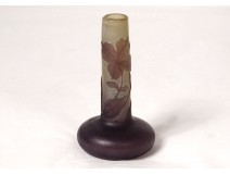 Small vase soliflore glass paste Emile Gallé orchids Art Nouveau XIXth