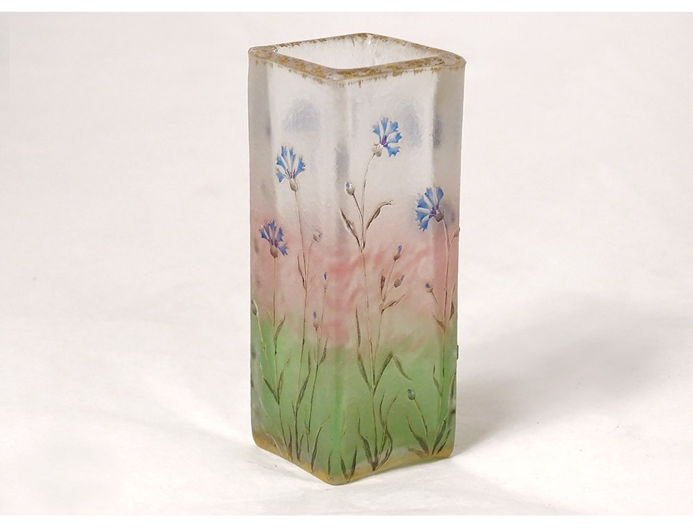 Daum Daum Nancy Art Nouveau Jardinière vase en "pâte de" verre marmoréen bleue 
