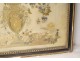 Large embroidery silk bouquet wedding flowers blackened frame vase 1812 XIX