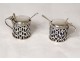 Pair of English silver mustard makers Birmingham Boardman Glossop early 20th century