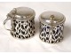 Pair of English silver mustard makers Birmingham Boardman Glossop early 20th century