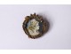 Small miniature painted brooch 18 carat gold portrait woman XIXth century