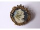 Small miniature painted brooch 18 carat gold portrait woman XIXth century