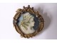 Small miniature painted brooch 18 carat gold portrait woman XIXth century