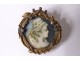 Small miniature painted brooch 18 carat gold portrait woman XIXth century