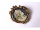 Small miniature painted brooch 18 carat gold portrait woman XIXth century