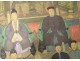 Fabric painting 11 Chinese ancestors Mandarin dignitaries China XIXth century