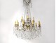 Large chandelier 15 lights gilt bronze cut crystal tassels tinsel nineteenth