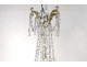 Large chandelier 15 lights gilt bronze cut crystal tassels tinsel nineteenth