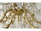 Large chandelier 15 lights gilt bronze cut crystal tassels tinsel nineteenth