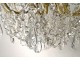 Large chandelier 15 lights gilt bronze cut crystal tassels tinsel nineteenth