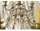 Large chandelier 15 lights gilt bronze cut crystal tassels tinsel nineteenth