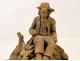 Terracotta sculpture pendulum movement musician cock 18th