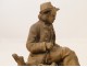 Terracotta sculpture pendulum movement musician cock 18th