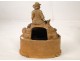 Terracotta sculpture pendulum movement musician cock 18th