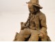 Terracotta sculpture pendulum movement musician cock 18th