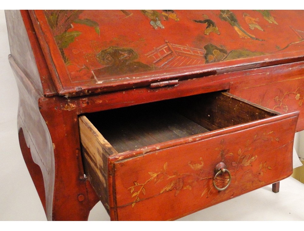 Louis Xv Desk Slope Chinese Lacquer 18th Louis Xv Desk Slope Chinese Lacquer 18th