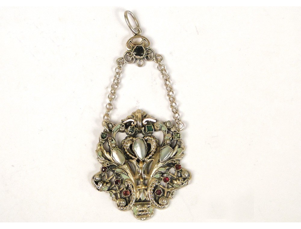 Pendentif Ancien En Argent Massif 925, Style Art Nouveau Avec Une Main - Breloque Créateur