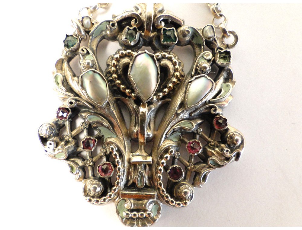 Pendentif Ancien En Argent 925 - Style Art Nouveau Voiture - Breloque Vintage - Occasion