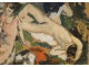 Tempera paint naked women languishing 20th Gérardin
