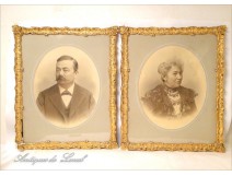 Pair of wooden frames gilded stucco Napoleon III 19th