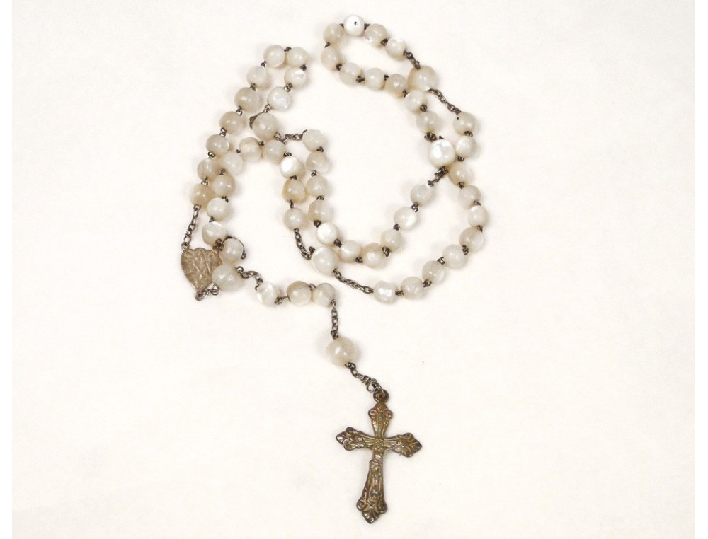 Chapelet Catholique Ancien En Argent Massif Sterling - Croix Poinçonnée - 17g