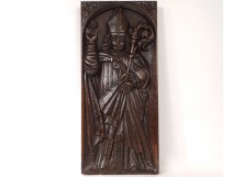 Decorative panel Haute Epoque carved wood bishop butt miter XVII