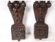 Pair of Haute Epoque sculptures in carved wood with native woodwork from the 17th century