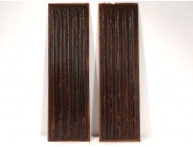 Pair of Haute Epoque panels carved wood folds towel 17th century woodwork