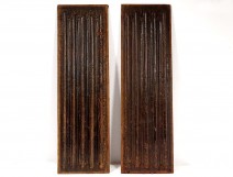 Pair of Haute Epoque panels carved wood folds towel 17th century woodwork