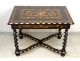 Dutch table inlaid flowers blackened wood twisted legs nineteenth