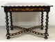 Dutch table inlaid flowers blackened wood twisted legs nineteenth