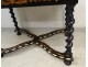 Dutch table inlaid flowers blackened wood twisted legs nineteenth