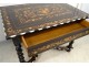 Dutch table inlaid flowers blackened wood twisted legs nineteenth