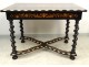 Dutch table inlaid flowers blackened wood twisted legs nineteenth