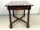 Dutch table inlaid flowers blackened wood twisted legs nineteenth